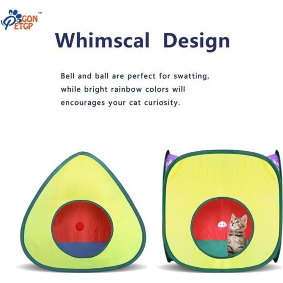 Cat Tunnel Toy and Cubes Combo, Cat Tunnels for Indoor Cats with Play Ball - Picture 2 of 6